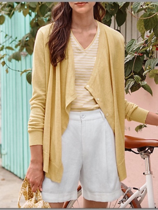 Garnet Hill Easy Linen Drape-Front Cardigan Size Small - Picture 2 of 15